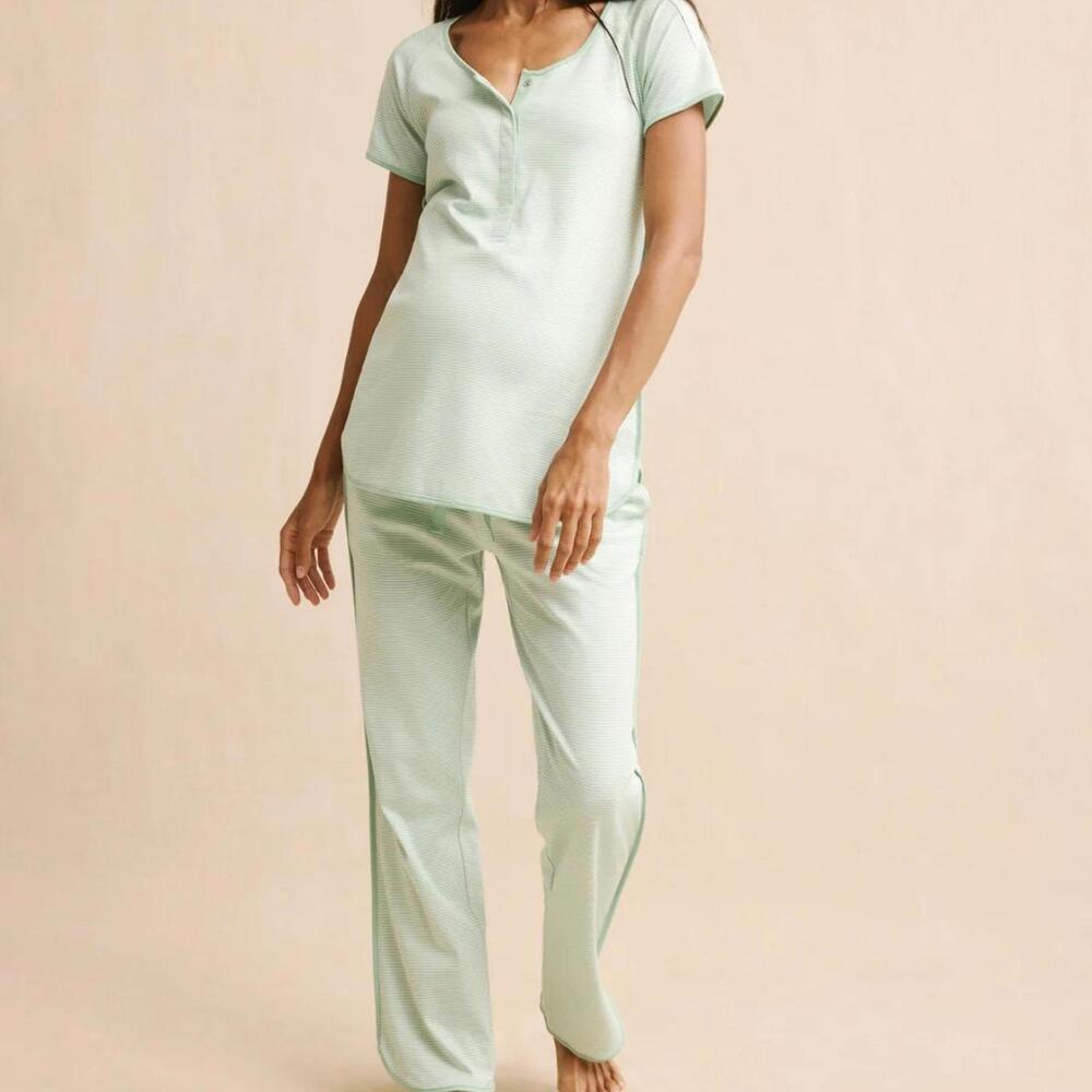 Lake maternity pajamas short-long set in Parisian Green.  Size L.